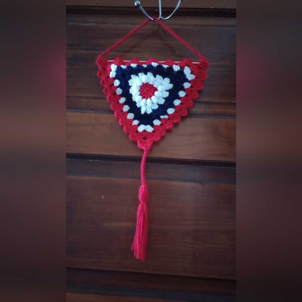 Handmade, decorative pennant for doors, windows or walls.Crochet